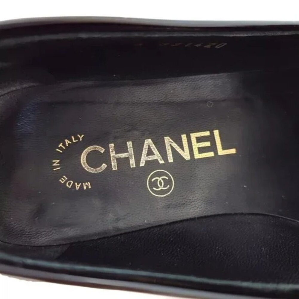 100% Authentic CHANEL Black White Patent Leather Women's Shoes 680-101824 - Picture 6 of 7
